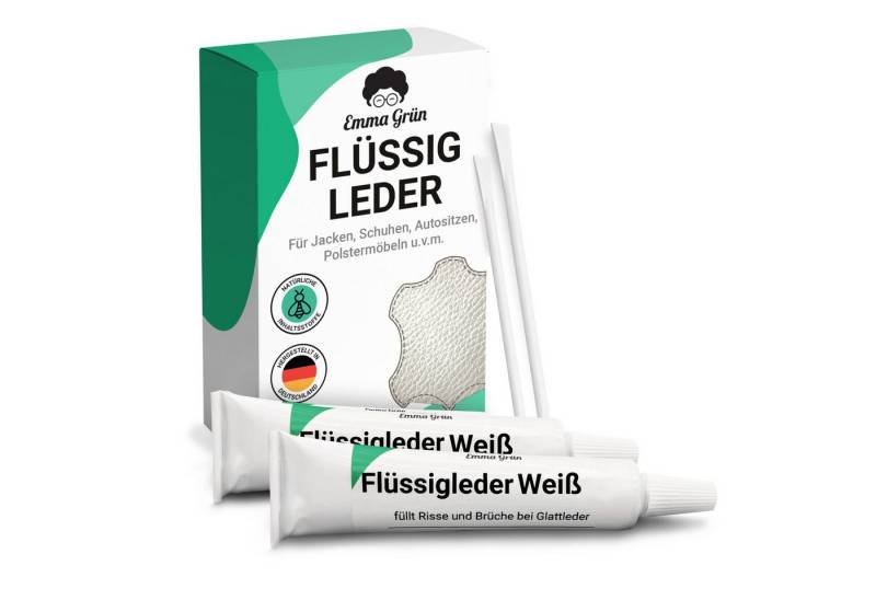 Emma Grün Reparatur-Set Flüssigleder Weiß 7 ml inkl. Spachtel, Set zum Füllen von Rissen & (Brand)Löchern, aus deutscher Manufaktur von Emma Grün