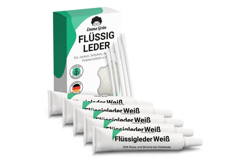 Emma Grün Reparatur-Set Flüssigleder Weiß 7 ml inkl. Spachtel, Set zum Füllen von Rissen & (Brand)Löchern, aus deutscher Manufaktur von Emma Grün