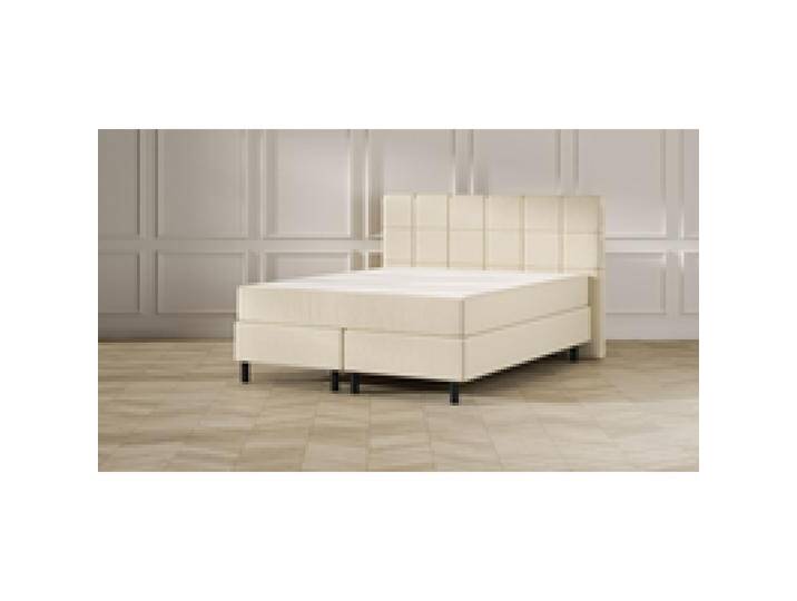 Emma Classic Boxspringbett Comfort - beige - 160x200 cm - Kopfteil Gesteppt - Schwarze Füße von Emma