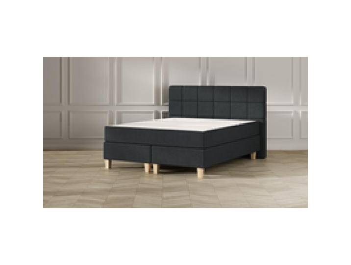 Emma Classic Boxspringbett - dunkelgrau - 160x200 cm - Kopfteil Gesteppt - Natur Füße von Emma