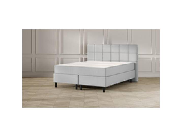 Emma Classic Boxspringbett - hellgrau - 180x200 cm - Kopfteil Gesteppt - Schwarze Füße von Emma