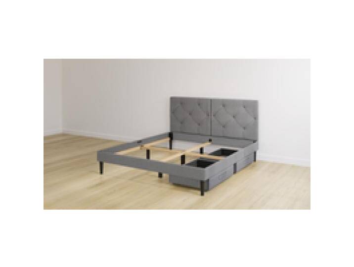 Emma Classic Polsterbett 140x200 - dunkelgrau - Füße schwarz - Kopfteil gesteppt - ohne Lattenrost - 2 Schubladen von Emma