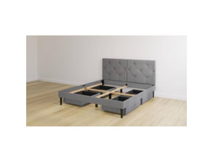 Emma Classic Polsterbett 140x200 - dunkelgrau - Füße schwarz - Kopfteil gesteppt - ohne Lattenrost - 4 Schubladen von Emma