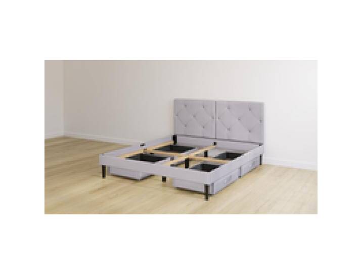 Emma Classic Polsterbett V2 140x200 - hellgrau - Füße schwarz - Kopfteil gesteppt - ohne Lattenrost - 4 Schubladen von Emma
