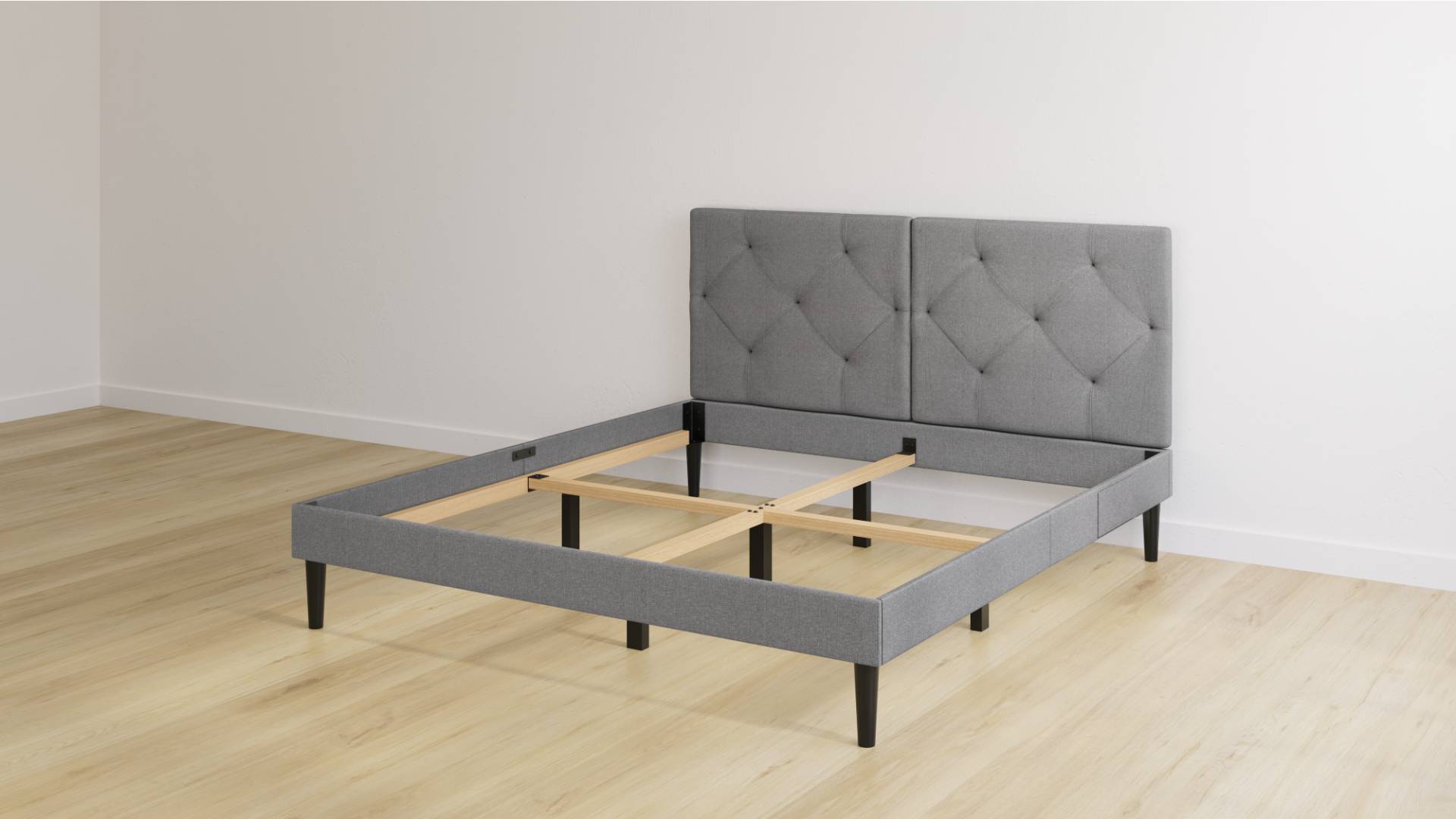 Emma Classic Polsterbett V2 160x200 - dunkelgrau - Füße schwarz - Kopfteil gesteppt - ohne Lattenrost Emma Classic Polsterbett V2 160x200 - dunkelgrau - Füße schwarz - Kopfteil gesteppt - ohne Lattenrost von Emma