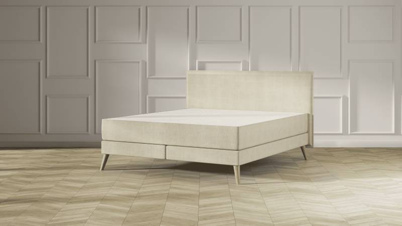 Emma Elite Boxspringbett Comfort - Beige - 140x200 cm - Kopfteil Kissen - Natur Füße von Emma
