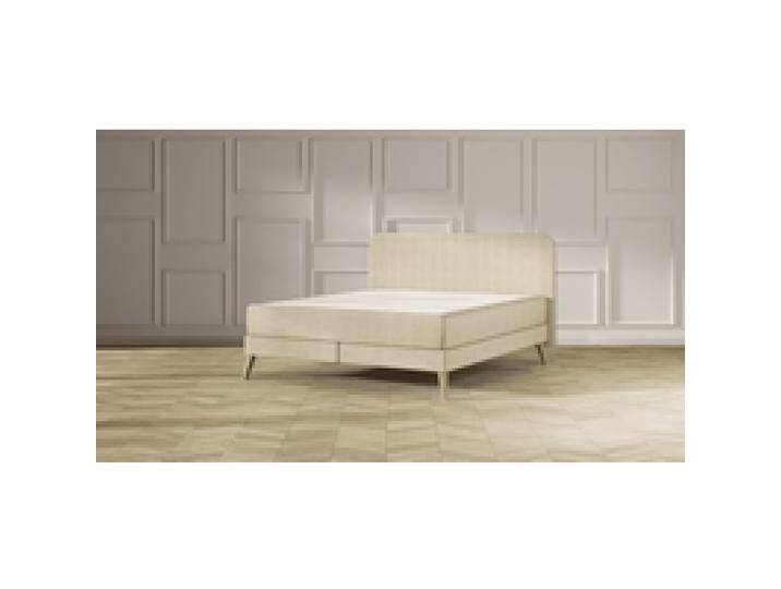 Emma Elite Boxspringbett Comfort - Beige - 180x200 cm - Kopfteil Streifen - Natur Füße von Emma