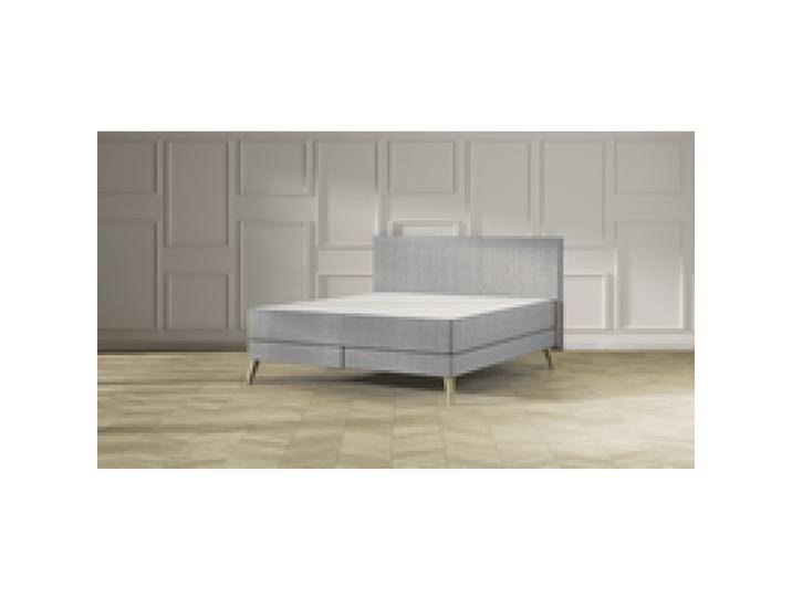Emma Elite Boxspringbett Comfort - Dunkelgrau - 140x200 cm - Kopfteil Kissen - Natur Füße von Emma