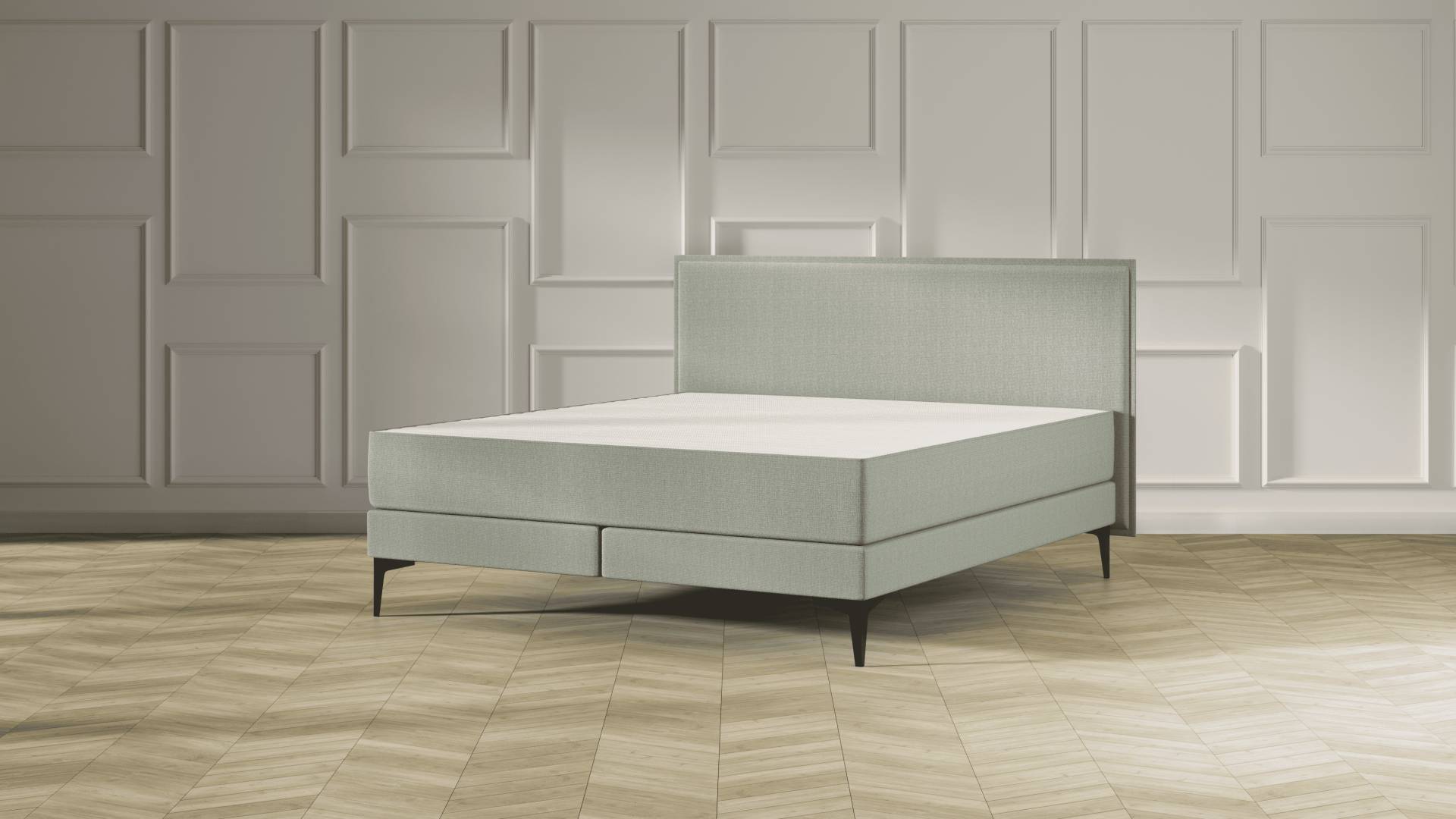 Emma Elite Boxspringbett Comfort - Grün - 200x200 cm - Kopfteil Kissen - Metall Füße von Emma