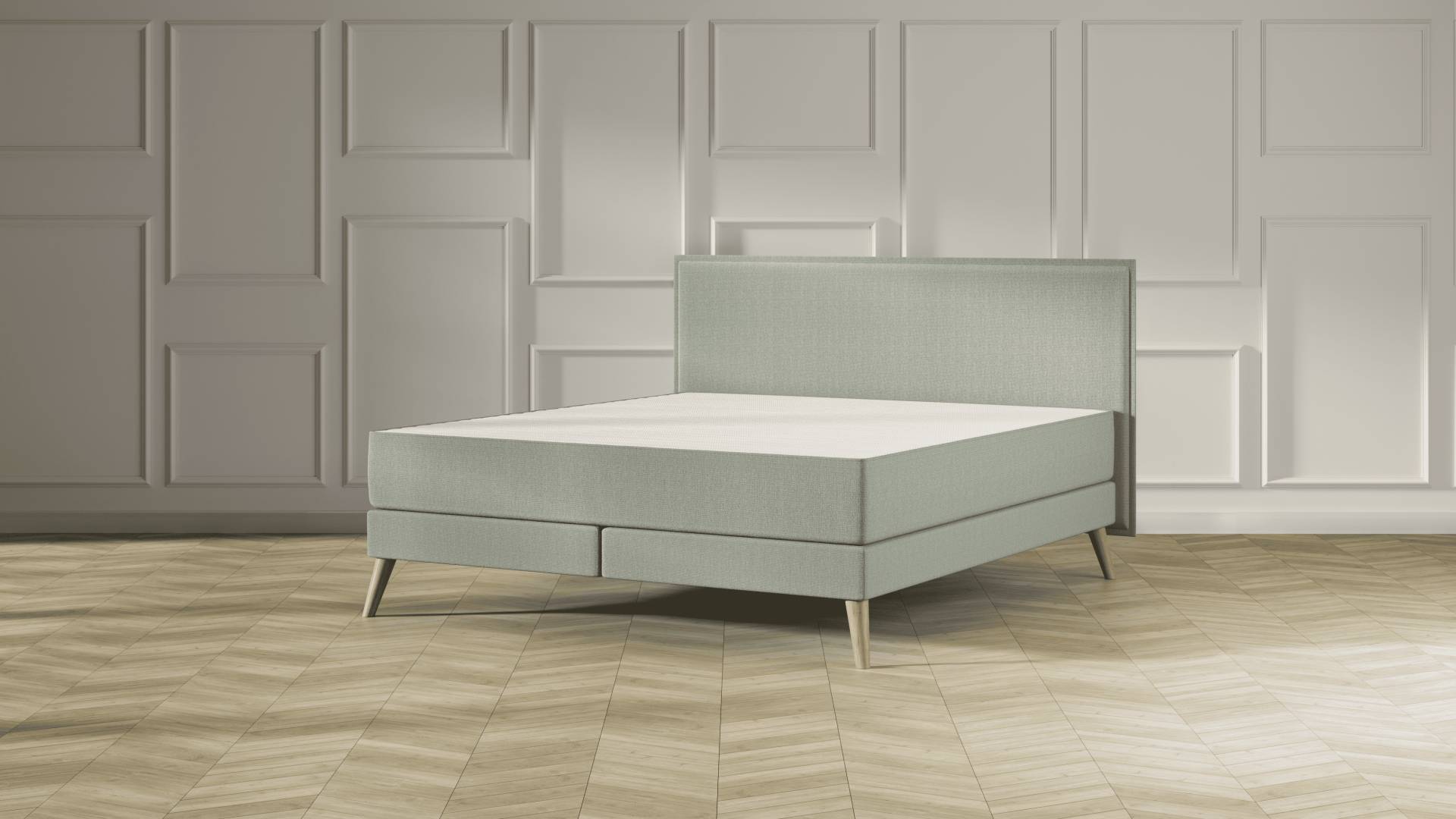 Emma Elite Boxspringbett Comfort - Mint - 140x200 cm - Kopfteil Kissen - Natur Füße Emma Elite Boxspringbett Comfort - Mint - 140x200 cm - Kopfteil Kissen - Natur Füße von Emma
