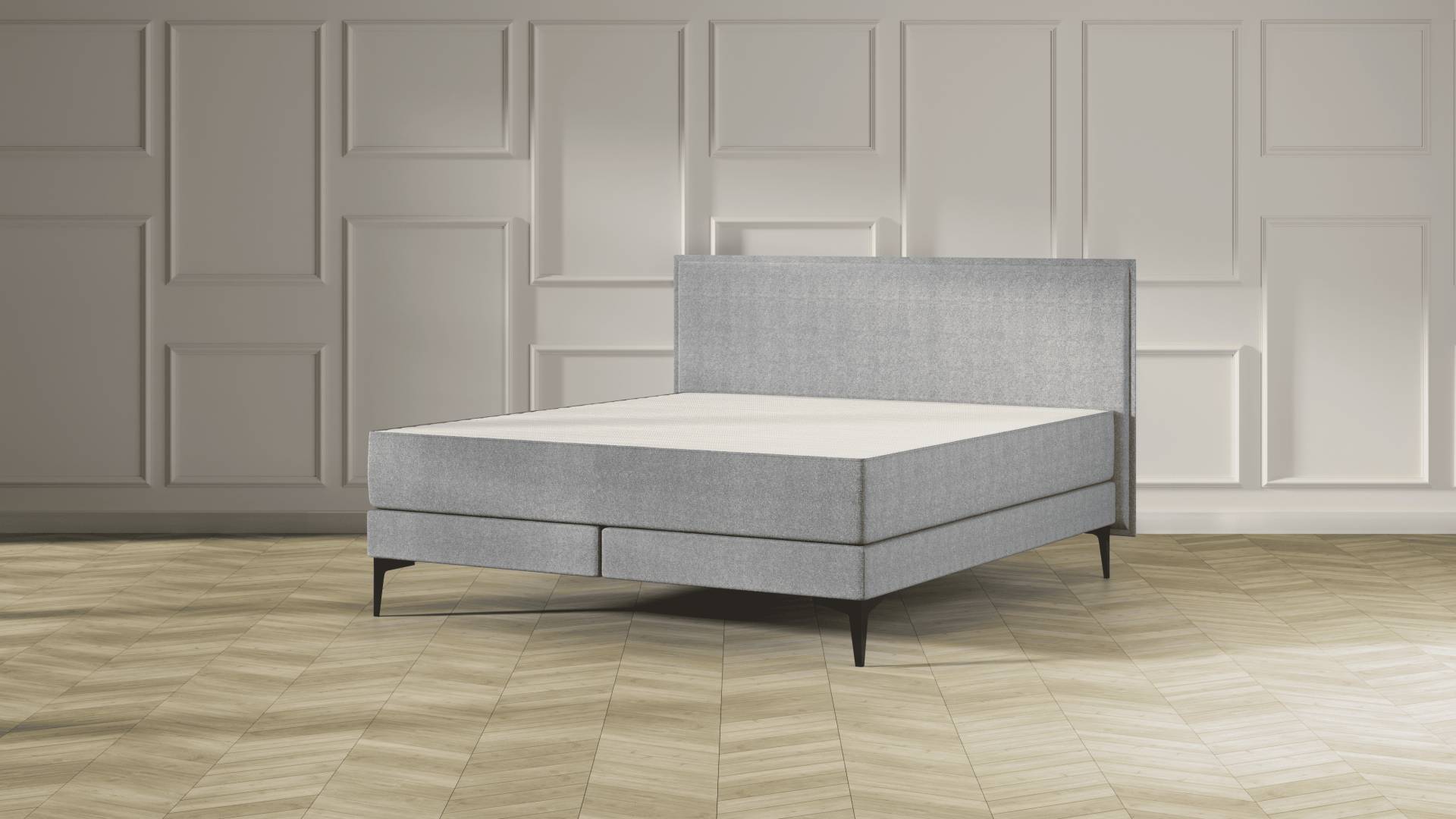 Emma Elite Boxspringbett - Dunkelgrau - 200x200 cm - Kopfteil Kissen - Metall Füße Emma Elite Boxspringbett - Dunkelgrau - 200x200 cm - Kopfteil Kissen - Metall Füße von Emma