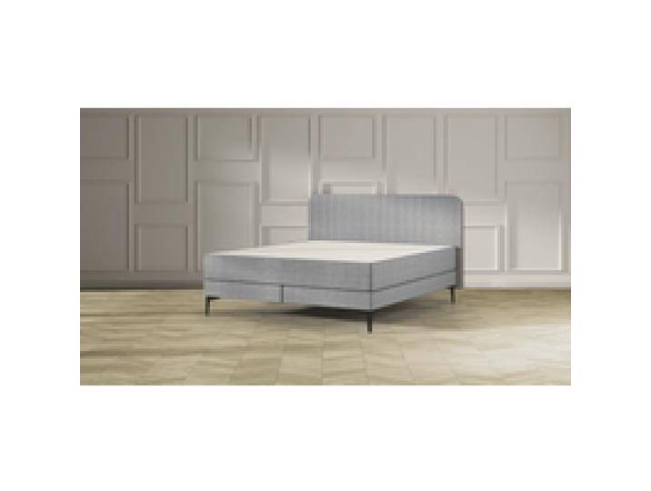 Emma Elite Boxspringbett - Dunkelgrau - 200x200 cm - Kopfteil Streifen - Metall Füße von Emma