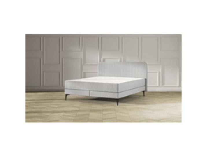 Emma Elite Boxspringbett - Hellgrau - 160x200 cm - Kopfteil Streifen - Metall Füße von Emma