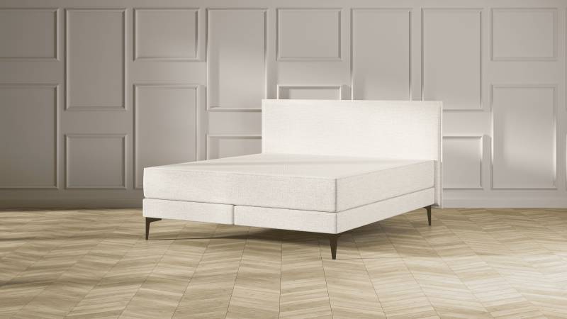 Emma Elite Boxspringbett Komfort V2 – Beige - 160x200cm - Kopfteil Kissen - Metallfüße von Emma
