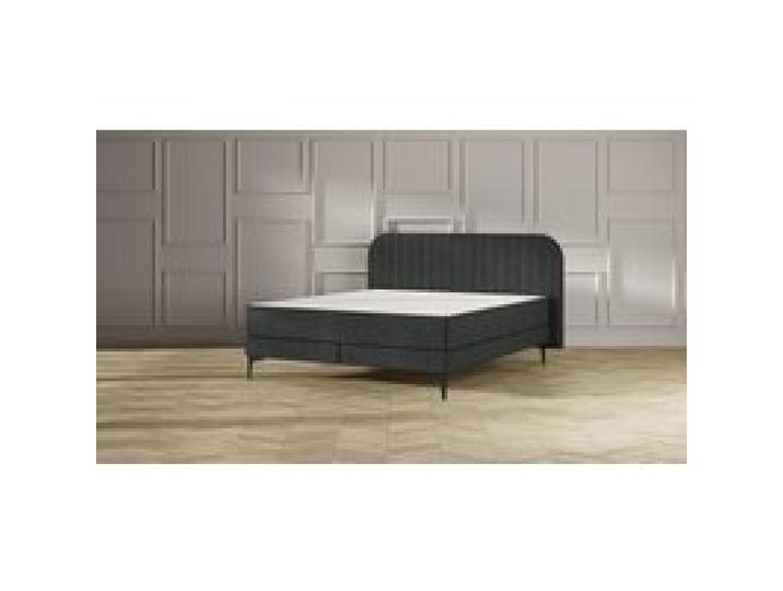 Emma Elite Boxspringbett Komfort V2 – Dunkelgrau - 200x200 cm - Kopfteil Streifen - Metallfüße von Emma