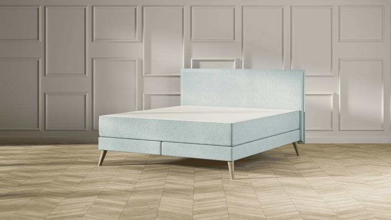 Emma Elite Boxspringbett Komfort V2 – Mint - 160x200 cm - Kopfteil Kissen - Holzfüß von Emma
