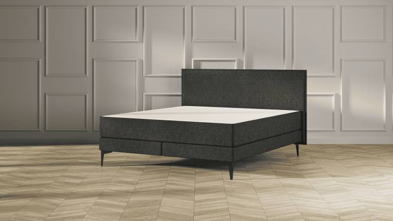 Emma Elite Boxspringbett V2 - Dunkelgrau - 180x200 cm - Kopfteil Kissen - Metallfüße von Emma