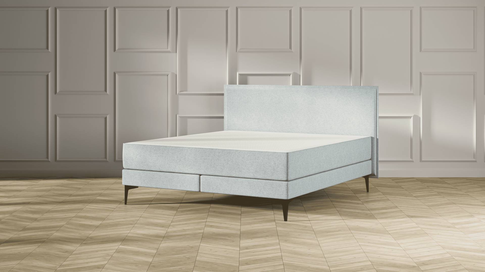 Emma Elite Boxspringbett V2 – Mint - 200x200 cm - Kopfteil Kissen - Metallfüße von Emma