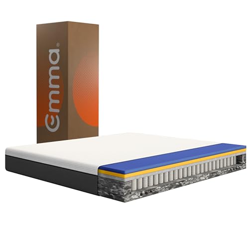 Emma Original Hybrid Matratze 180x200 cm - 25 cm Hoch, Mittelweich H2 – Taschenfederkernmatratze mit Memory Foam & Kaltschaum, 5-Zonen-Unterstützung, Druckentlastend, Atmungsaktiv, Waschbarer Bezug von Emma