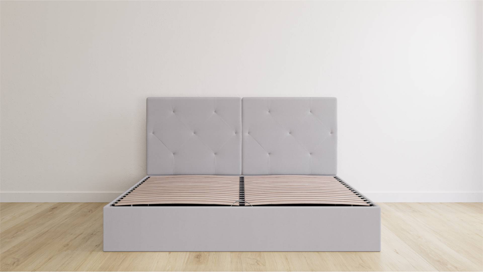 Emma Premium Stauraumbett 160x200 V2 | hellgrau | gestepptes Kopfteil Emma Premium Stauraumbett 160x200 V2 | hellgrau | gestepptes Kopfteil von Emma