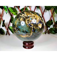 Labradorit Sphäre Schöner-Grüner Regenbogen | Groß - 145 Mm Grüner Stein, Kristallheilung, Meditation Sphere Ball von EmmaCrystalHealing