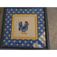 Bild, Stickbild, Hahn, Huhn, Landhausstil von EmmaRosesVintage