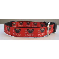 Mops Hundehalsband Passende Leine I Love My Pugs von Emmabeescrafts
