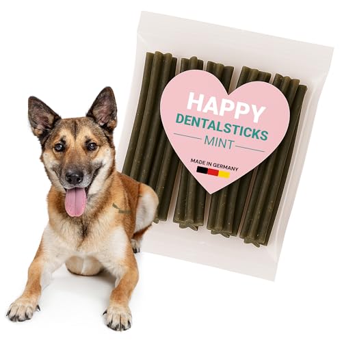 emmi-pet Happy Dentalsticks Zahnpflege Mint 3er Set, Dental Sticks für Hunde gegen Zahnstein & Mundgeruch, Kaustangen für mittelgroße & große Hunde ab 10kg, Mit Vitamin D3 & E für gesunde Zähne von Emmi-pet