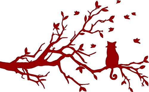EmmiJules Wandtattoo Katze auf Ast (100cm x 60cm)- Made in Germany - verschiedene Größen und Farben - Baum Wohnzimmer Schlafzimmer Katzen Wandaufkleber Wandsticker von EmmiJules