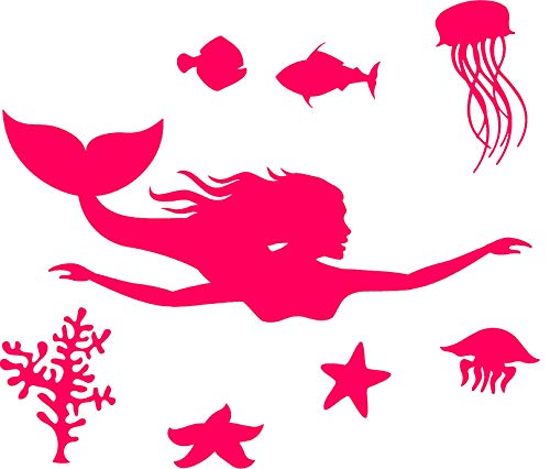 EmmiJules Wandtattoo Meerjungfrau (55cm x 50cm) - Made in Germany - in verschiedenen Größen und Farben - Kinderzimmer Unterwasser Fische Seestern Wandsticker Wandaufkleber von EmmiJules