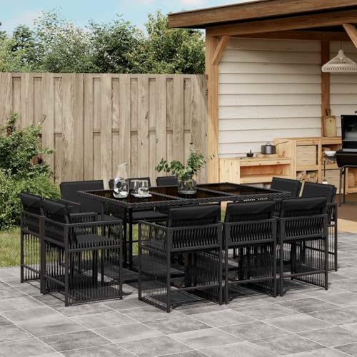 Emmtore 11-TLG. Garten-Essgruppe mit Kissen Gartenmöbel Set Tisch Gartengarnitur mit Kissen, Sitzgruppe Essgarnitur Terrasse, Schwarz Poly Rattan Emmtore 11-TLG. Garten-Essgruppe mit Kissen Gartenmöbel Set Tisch Gartengarnitur mit Kissen, Sitzgruppe Essgarnitur Terrasse, Schwarz Poly Rattan von Emmtore