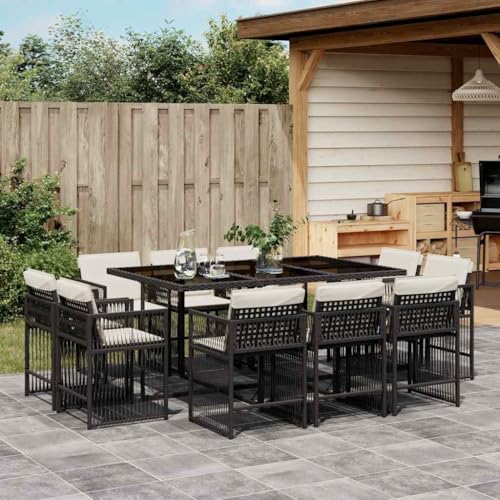 Emmtore 11-TLG. Garten-Essgruppe mit Kissen Gartenmöbel Set Tisch Gartengarnitur mit Kissen, Sitzgruppe Essgarnitur Terrasse, Schwarz und Creme Poly Rattan Emmtore 11-TLG. Garten-Essgruppe mit Kissen Gartenmöbel Set Tisch Gartengarnitur mit Kissen, Sitzgruppe Essgarnitur Terrasse, Schwarz und Creme Poly Rattan von Emmtore