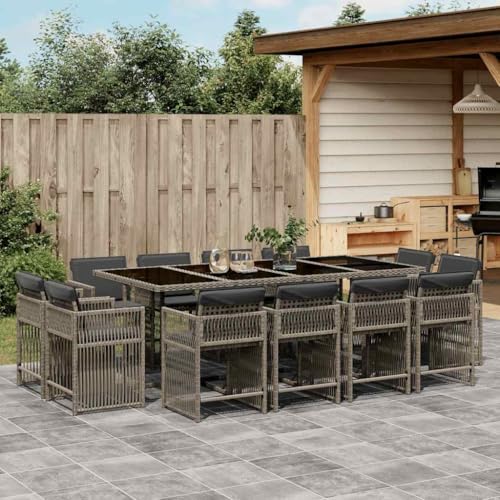 Emmtore 13-TLG. Garten-Essgruppe mit Kissen Gartenmöbel Set Tisch Gartengarnitur mit Kissen, Sitzgruppe Essgarnitur Terrasse, Grau Poly Rattan Emmtore 13-TLG. Garten-Essgruppe mit Kissen Gartenmöbel Set Tisch Gartengarnitur mit Kissen, Sitzgruppe Essgarnitur Terrasse, Grau Poly Rattan von Emmtore