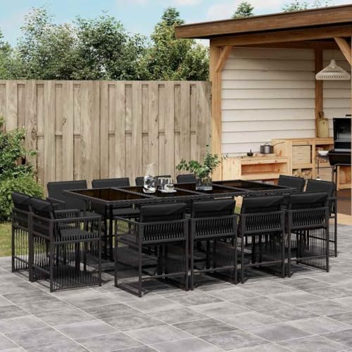 Emmtore 13-TLG. Garten-Essgruppe mit Kissen Gartenmöbel Set Tisch Gartengarnitur mit Kissen, Sitzgruppe Essgarnitur Terrasse, Schwarz Poly Rattan Emmtore 13-TLG. Garten-Essgruppe mit Kissen Gartenmöbel Set Tisch Gartengarnitur mit Kissen, Sitzgruppe Essgarnitur Terrasse, Schwarz Poly Rattan von Emmtore