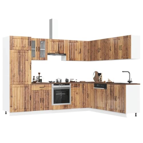 Emmtore 14-TLG. Küchenschrank-Set Lucca Holzwerkstoff, Küchenzeile Einbauküche, Schrank-Set, Unterschrank, Küchenschrank, Hängeschrank,Altholz von Emmtore