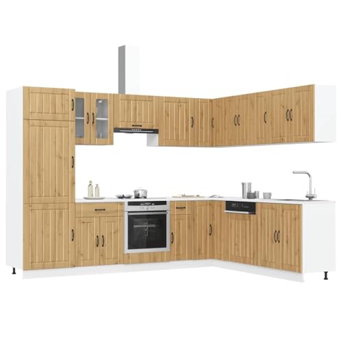 Emmtore 14-TLG. Küchenschrank-Set Lucca Holzwerkstoff, Küchenzeile Einbauküche, Schrank-Set, Unterschrank, Küchenschrank, Hängeschrank,Eiche handwerklich von Emmtore