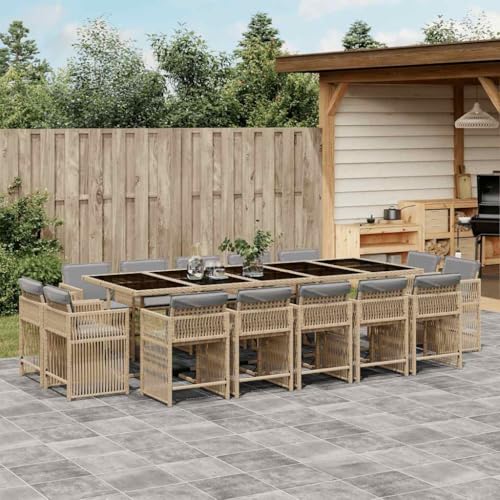 Emmtore 15-TLG. Garten-Essgruppe mit Kissen Gartenmöbel Set Tisch Gartengarnitur mit Kissen, Sitzgruppe Essgarnitur Terrasse, Beigemischung Poly Rattan Emmtore 15-TLG. Garten-Essgruppe mit Kissen Gartenmöbel Set Tisch Gartengarnitur mit Kissen, Sitzgruppe Essgarnitur Terrasse, Beigemischung Poly Rattan von Emmtore