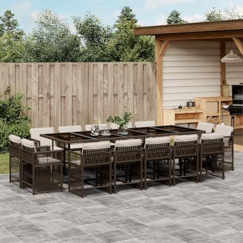 Emmtore 15-TLG. Garten-Essgruppe mit Kissen Gartenmöbel Set Tisch Gartengarnitur mit Kissen, Sitzgruppe Essgarnitur Terrasse, Braun Poly Rattan Emmtore 15-TLG. Garten-Essgruppe mit Kissen Gartenmöbel Set Tisch Gartengarnitur mit Kissen, Sitzgruppe Essgarnitur Terrasse, Braun Poly Rattan von Emmtore