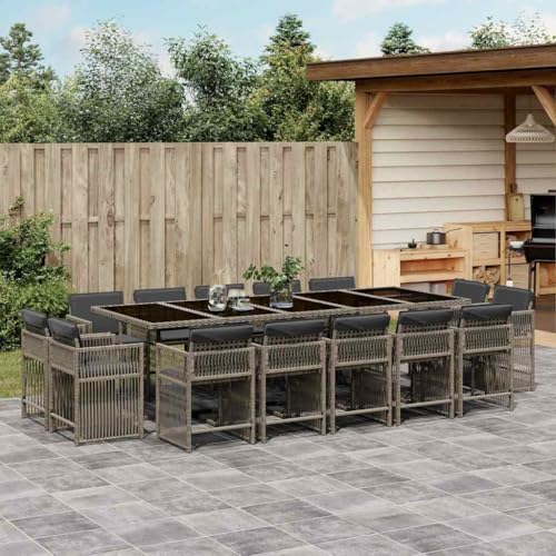Emmtore 15-TLG. Garten-Essgruppe mit Kissen Gartenmöbel Set Tisch Gartengarnitur mit Kissen, Sitzgruppe Essgarnitur Terrasse, Grau Poly Rattan Emmtore 15-TLG. Garten-Essgruppe mit Kissen Gartenmöbel Set Tisch Gartengarnitur mit Kissen, Sitzgruppe Essgarnitur Terrasse, Grau Poly Rattan von Emmtore