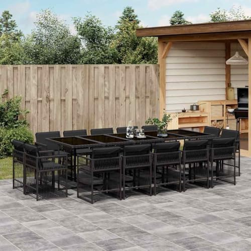 Emmtore 15-TLG. Garten-Essgruppe mit Kissen Gartenmöbel Set Tisch Gartengarnitur mit Kissen, Sitzgruppe Essgarnitur Terrasse, Schwarz Poly Rattan Emmtore 15-TLG. Garten-Essgruppe mit Kissen Gartenmöbel Set Tisch Gartengarnitur mit Kissen, Sitzgruppe Essgarnitur Terrasse, Schwarz Poly Rattan von Emmtore