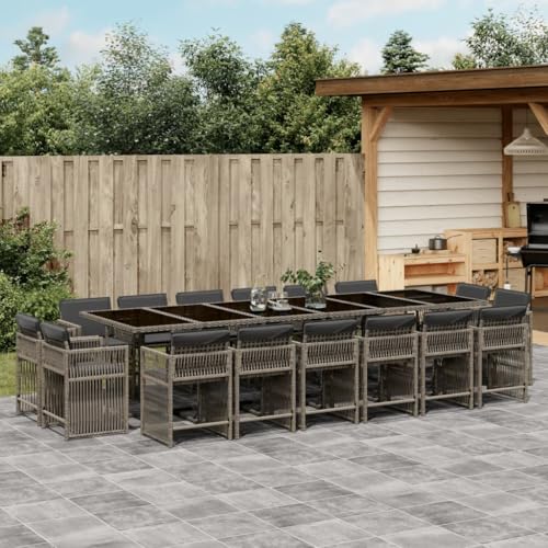Emmtore 17-TLG. Garten-Essgruppe mit Kissen Gartenmöbel Set Tisch Gartengarnitur mit Kissen, Sitzgruppe Essgarnitur Terrasse, Grau Poly Rattan Emmtore 17-TLG. Garten-Essgruppe mit Kissen Gartenmöbel Set Tisch Gartengarnitur mit Kissen, Sitzgruppe Essgarnitur Terrasse, Grau Poly Rattan von Emmtore
