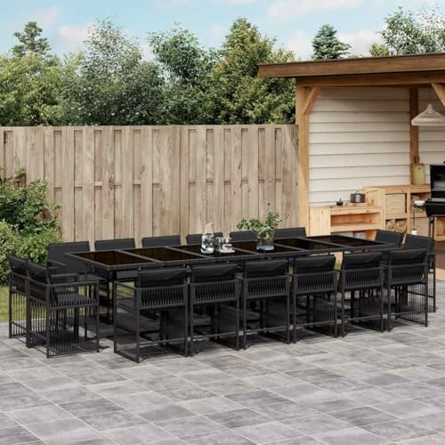 Emmtore 17-TLG. Garten-Essgruppe mit Kissen Gartenmöbel Set Tisch Gartengarnitur mit Kissen, Sitzgruppe Essgarnitur Terrasse, Schwarz Poly Rattan Emmtore 17-TLG. Garten-Essgruppe mit Kissen Gartenmöbel Set Tisch Gartengarnitur mit Kissen, Sitzgruppe Essgarnitur Terrasse, Schwarz Poly Rattan von Emmtore