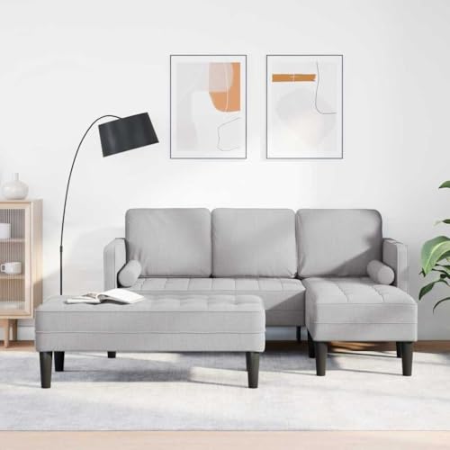 Emmtore 2-TLG. Sofagarnitur mit Kissen Wohnzimmer Stabiler Buchenholzrahmen Modernes Design Stilvoll Langlebig Platzsparend Wolkengrau Stoff von Emmtore