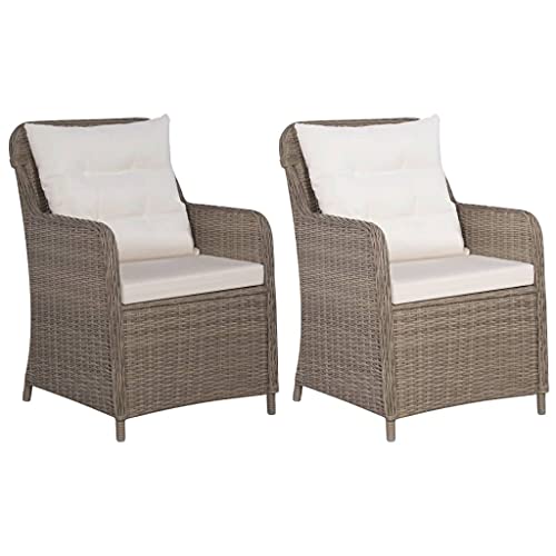 Emmtore 2X Gartensessel Poly Rattan Gartenstuhl Sessel Stuhl Stühle Gartenmöbel,Braun,mit Rückenkissen von Emmtore