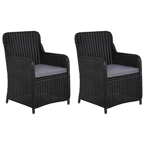 Emmtore 2X Gartensessel Poly Rattan Gartenstuhl Sessel Stuhl Stühle Gartenmöbel,Schwarz,ohne Rückenkissen von Emmtore