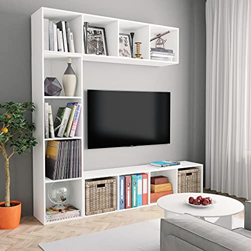 Emmtore 3-TLG. Bücher-/TV-Schrank Set Wohnwand Schrankwand Hängeschrank Lowboard TV Möbel Fernsehschrank Wandschrank HiFi-Schrank Räuchereiche Weiß 180×30×180 cm Emmtore 3-TLG. Bücher-/TV-Schrank Set Wohnwand Schrankwand Hängeschrank Lowboard TV Möbel Fernsehschrank Wandschrank HiFi-Schrank Räuchereiche Weiß 180×30×180 cm von Emmtore
