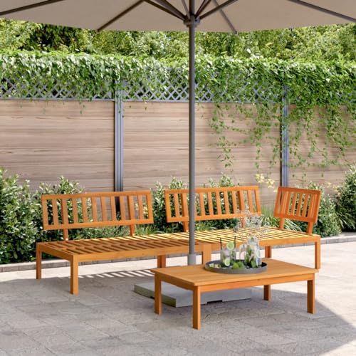 Emmtore 3-TLG. Garten-Sofagarnitur aus Paletten Massivholz Akazie Gartensofa aus Holzpaletten, Lounge Set Modular, Gartenbank Gartentisch Gartenmöbel, Massivholz Akazie von Emmtore