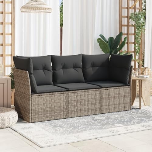 Emmtore 3-TLG. Garten-Sofagarnitur mit Kissen Ohne Tisch Grau Poly Rattan Emmtore 3-TLG. Garten-Sofagarnitur mit Kissen Ohne Tisch Grau Poly Rattan von Emmtore