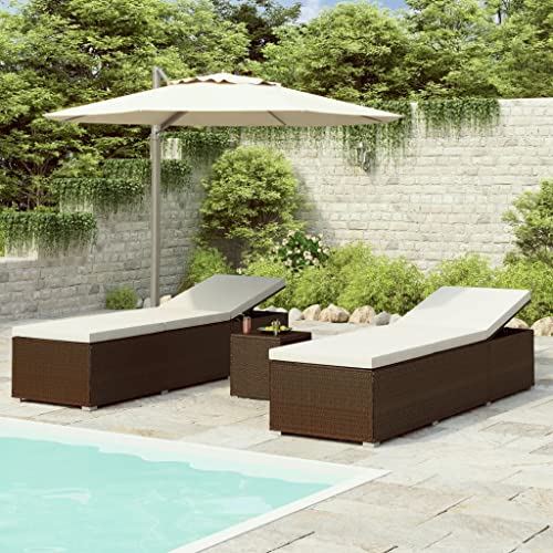 Emmtore 3-TLG. Garten-Sonnenliegen mit Teetisch Poly Rattan Sonnenliege Gartenliege Gartenmöbel Liege Beistelltisch Relaxliege Strandliege Liegestuhl Freizeitliege Braun Emmtore 3-TLG. Garten-Sonnenliegen mit Teetisch Poly Rattan Sonnenliege Gartenliege Gartenmöbel Liege Beistelltisch Relaxliege Strandliege Liegestuhl Freizeitliege Braun von Emmtore