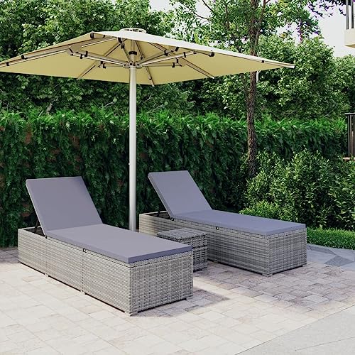 Emmtore 3-TLG. Garten-Sonnenliegen mit Teetisch Poly Rattan Sonnenliege Gartenliege Gartenmöbel Liege Beistelltisch Relaxliege Strandliege Liegestuhl Freizeitliege Grau Emmtore 3-TLG. Garten-Sonnenliegen mit Teetisch Poly Rattan Sonnenliege Gartenliege Gartenmöbel Liege Beistelltisch Relaxliege Strandliege Liegestuhl Freizeitliege Grau von Emmtore